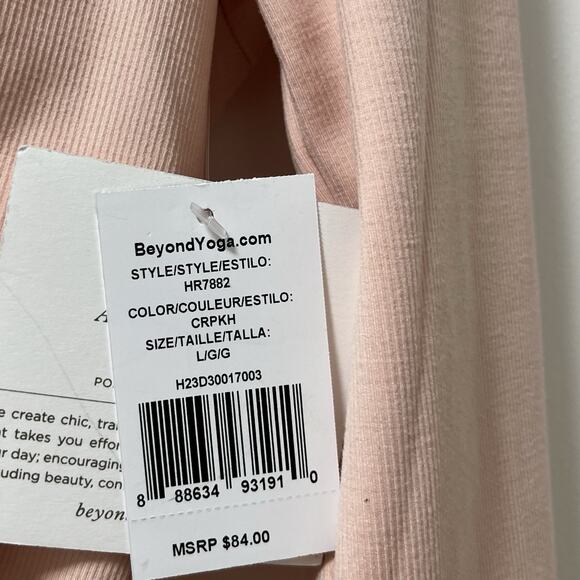 Beyond Yoga Heather Rib Frame Crop Pullover Top Size L Pink Athleisure Gym Yoga - Picture 6 of 8